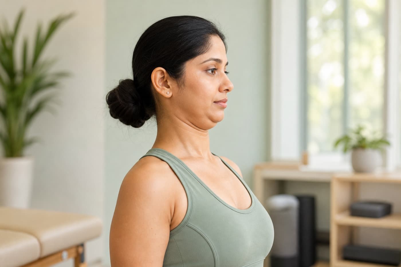 Chin tuck demonstration